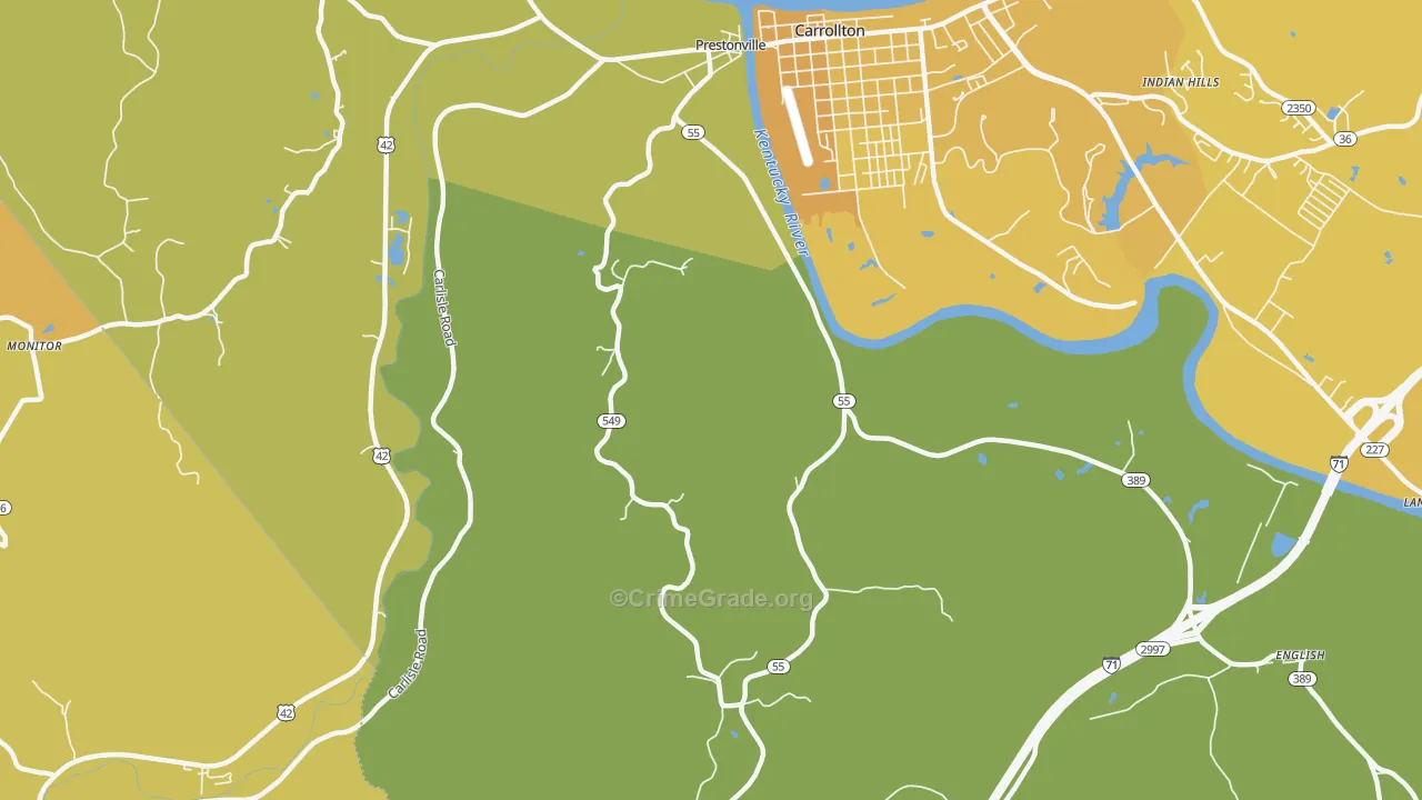 Easterday, KY Map of Vehicle Theft Rates