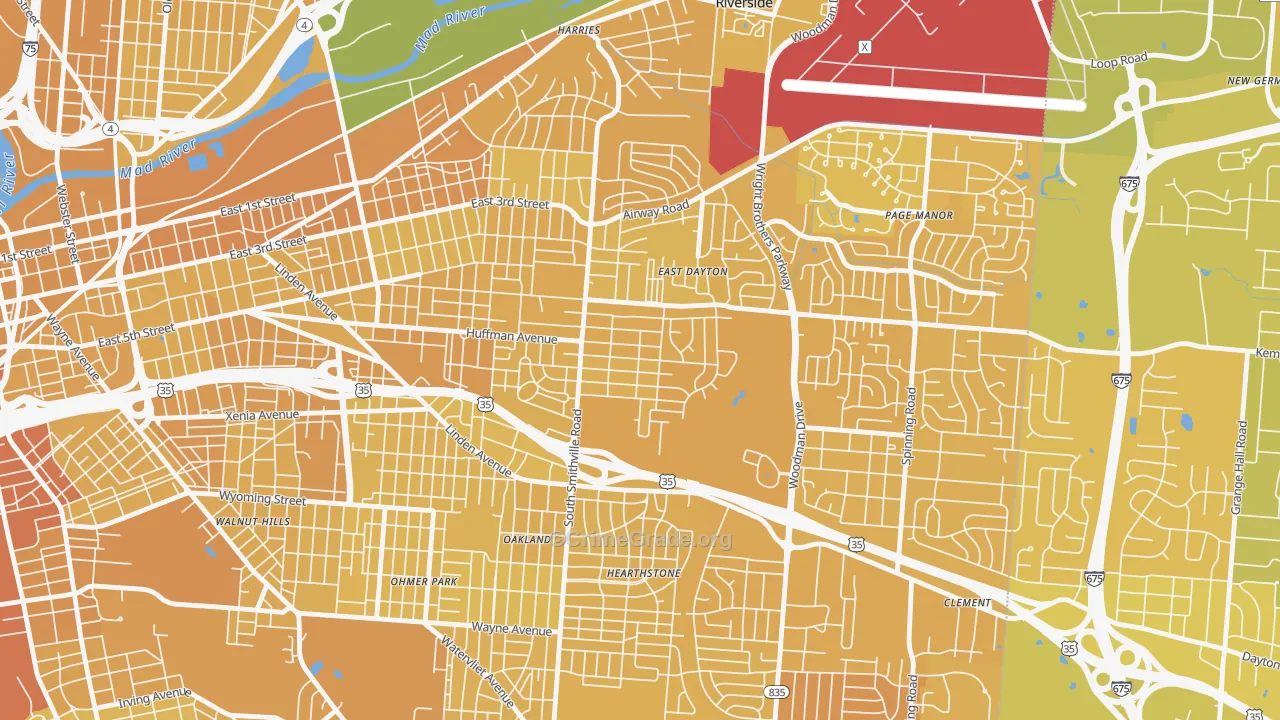 Eastern Hills, Dayton, OH Map of Vehicle Theft Rates