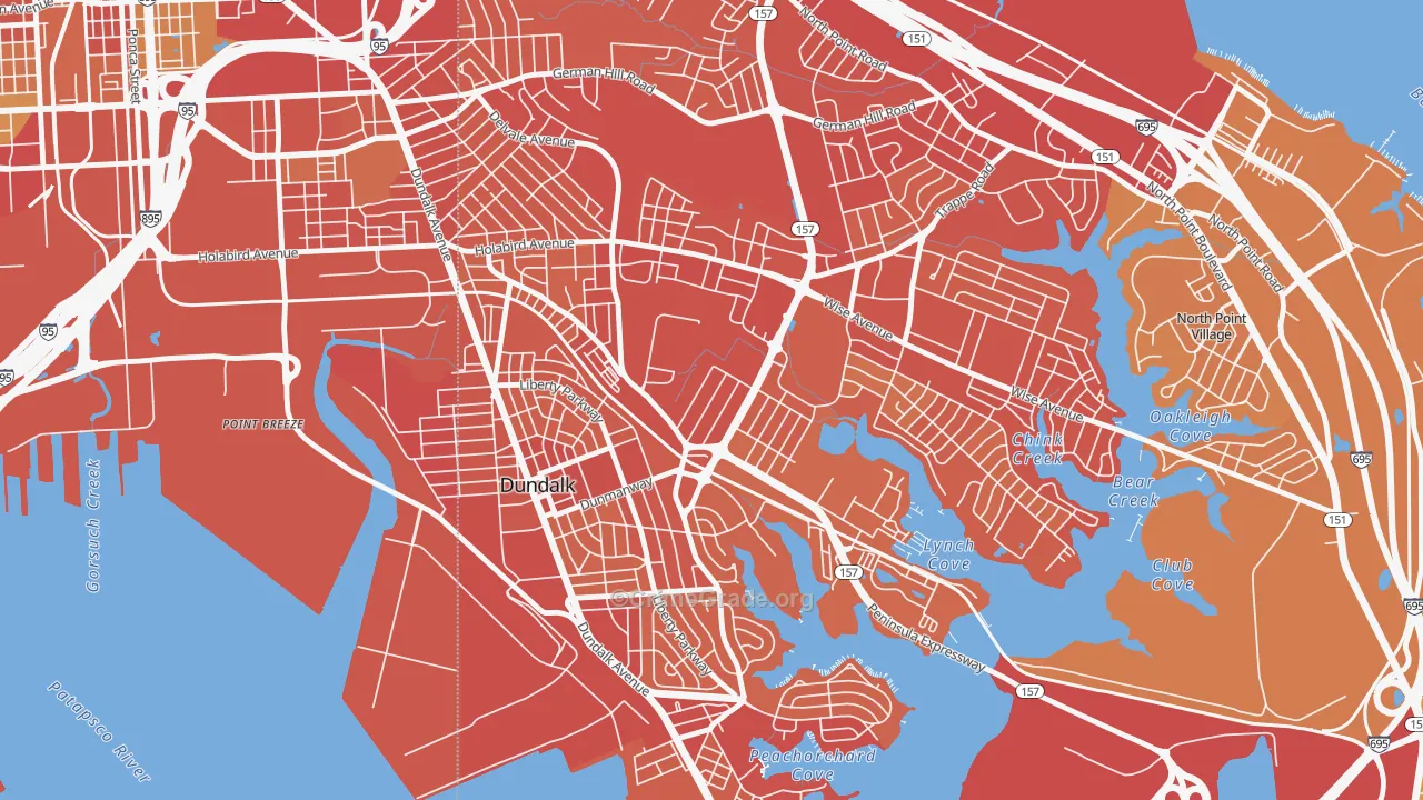 Eastfield, Dundalk, MD Map of Vehicle Theft Rates