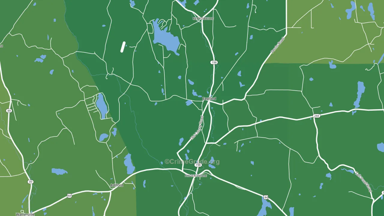 Eastford, CT Map of Vehicle Theft Rates