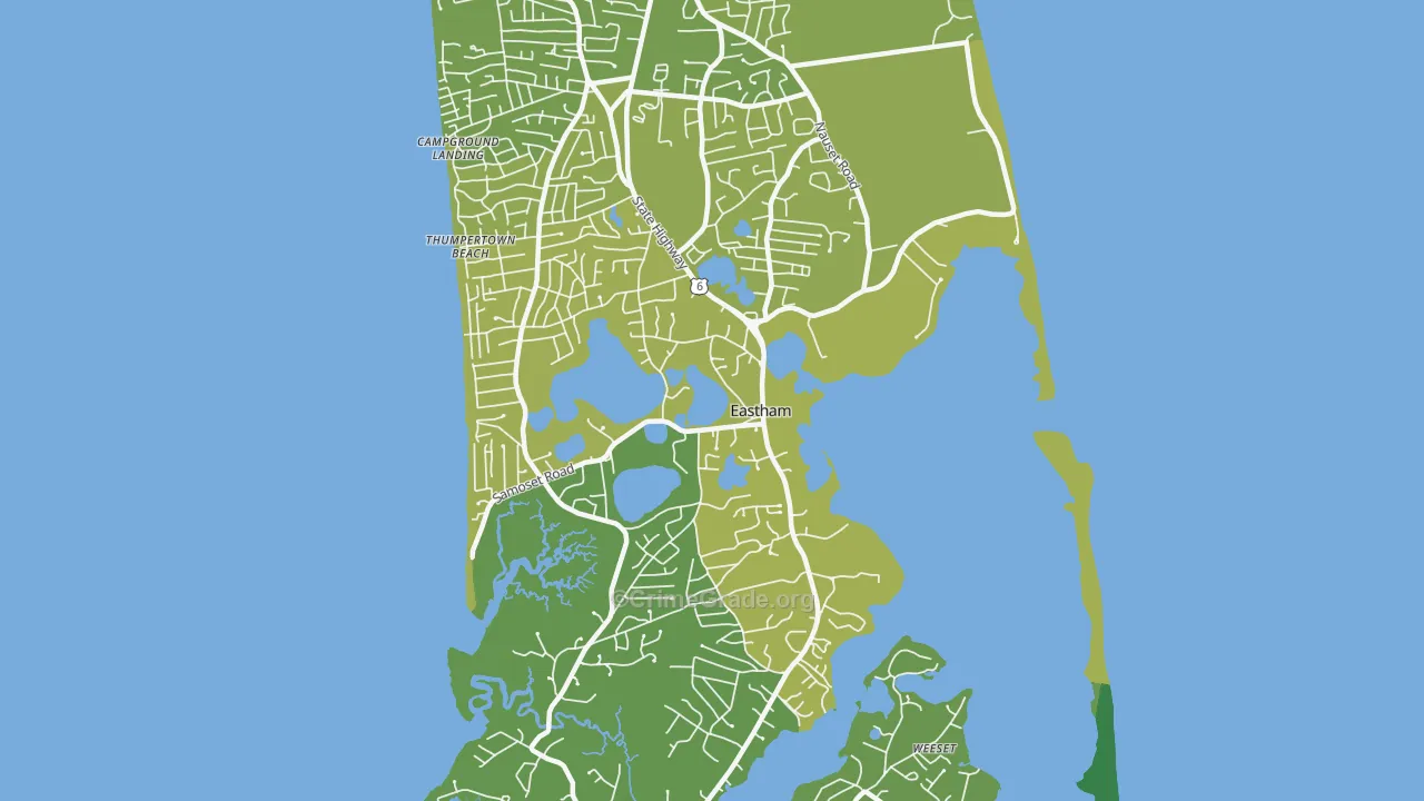 Eastham, MA Map of Vehicle Theft Rates