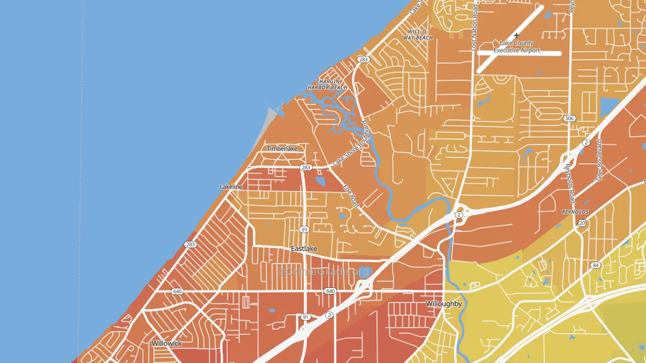 Eastlake, OH Map of Vehicle Theft Rates