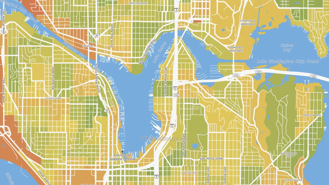 Eastlake, Seattle, WA Map of Vehicle Theft Rates
