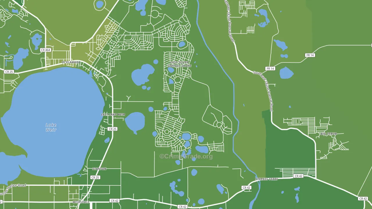 Eastlake Weir, FL Map of Vehicle Theft Rates