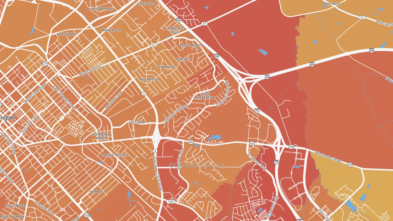 Eastland Park-Dixie Plantation, Lexington, KY Map of Vehicle Theft Rates