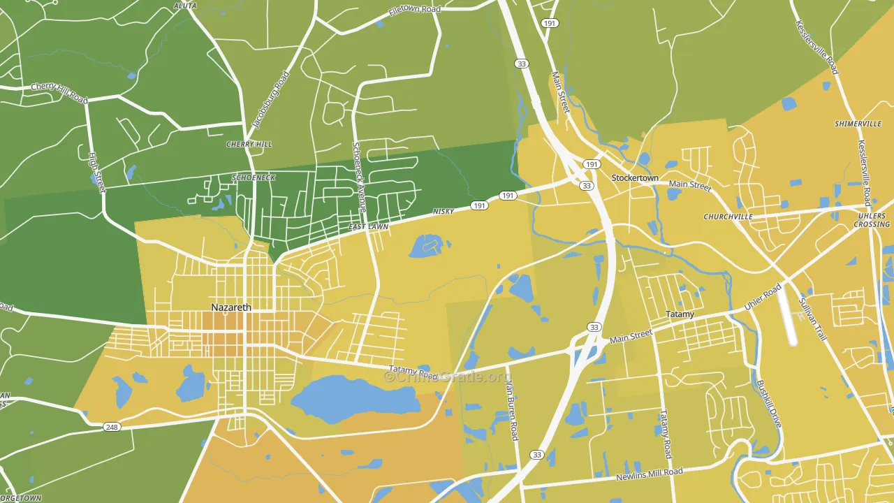 Eastlawn Gardens, PA Map of Vehicle Theft Rates