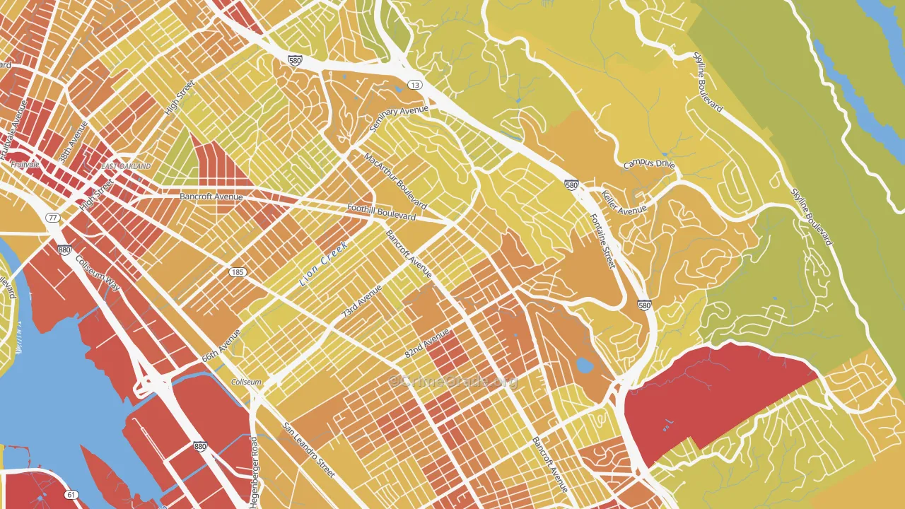 Eastmont, Oakland, CA Map of Vehicle Theft Rates