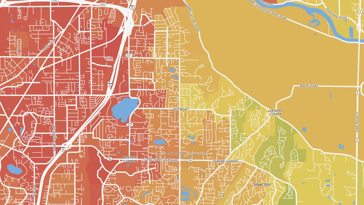 Eastmont, WA Map of Vehicle Theft Rates