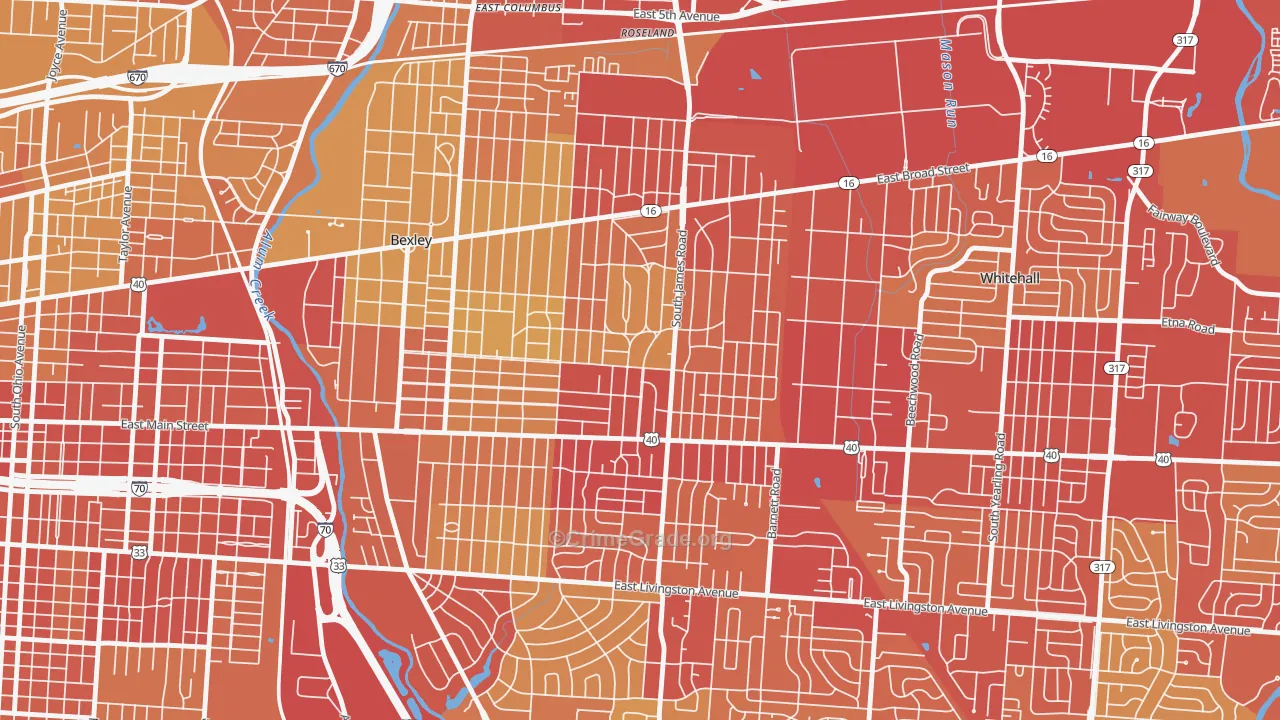 Eastmoor, Columbus, OH Map of Vehicle Theft Rates