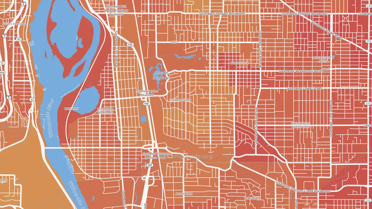 Eastmoreland, Portland, OR Map of Vehicle Theft Rates