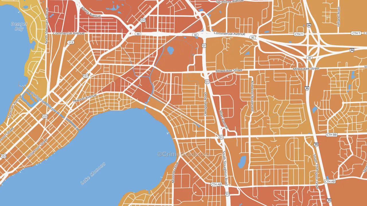 Eastmorland, Madison, WI Map of Vehicle Theft Rates