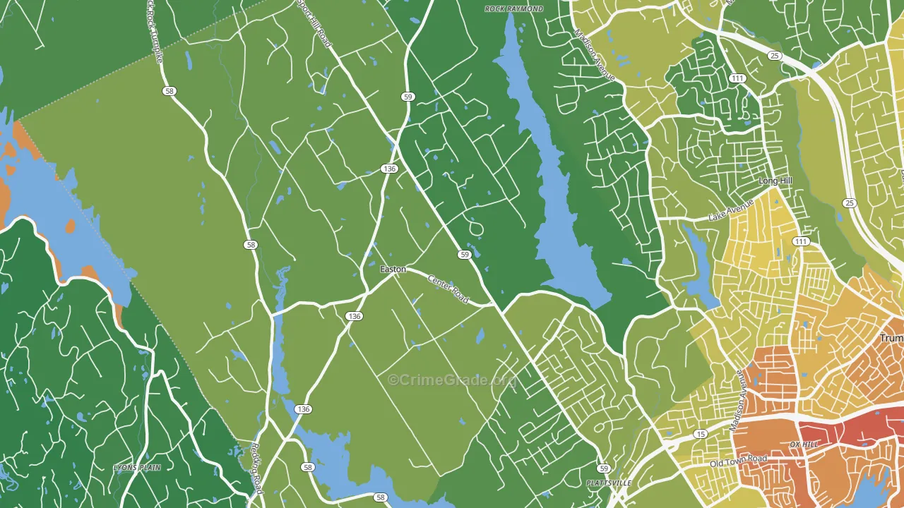 Easton, CT Map of Vehicle Theft Rates