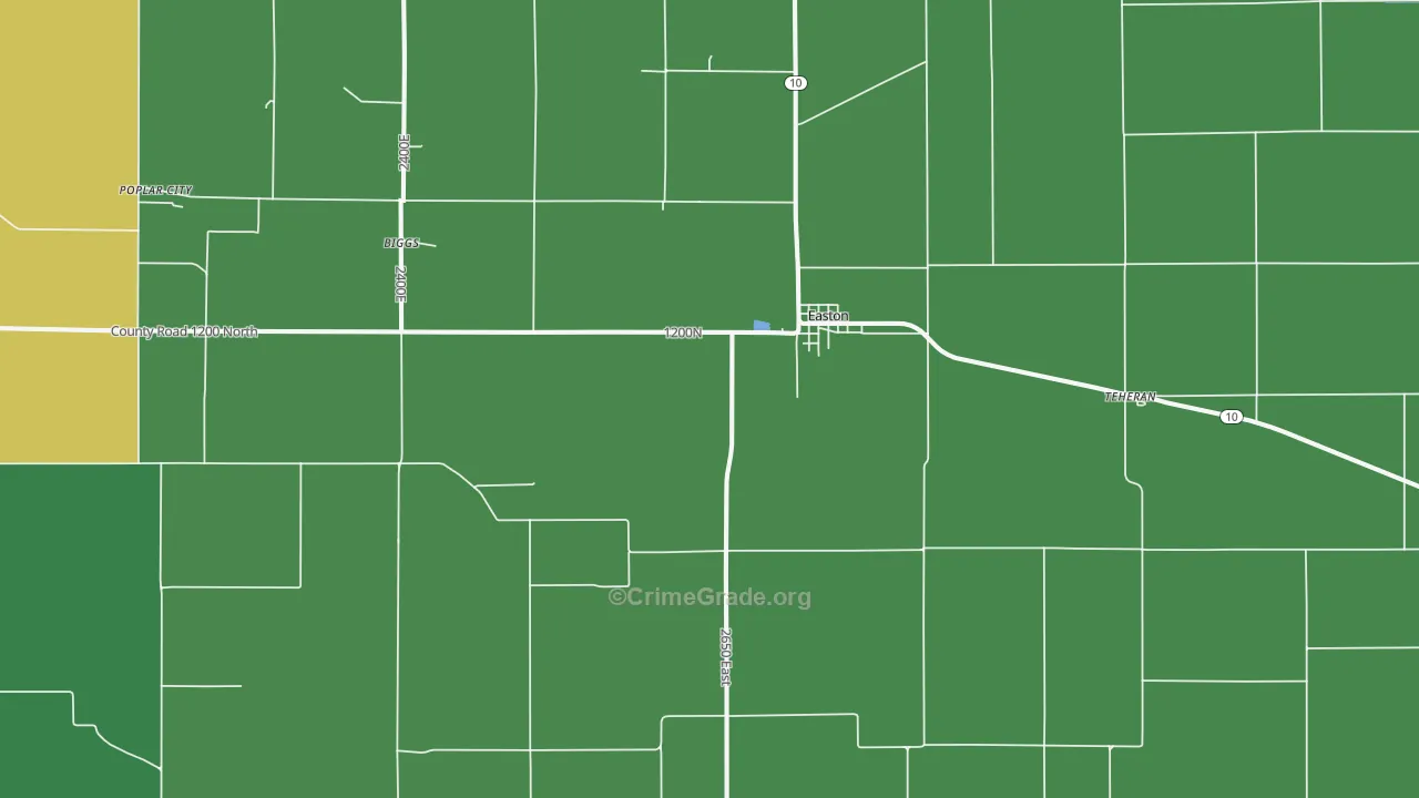Easton, IL Map of Vehicle Theft Rates