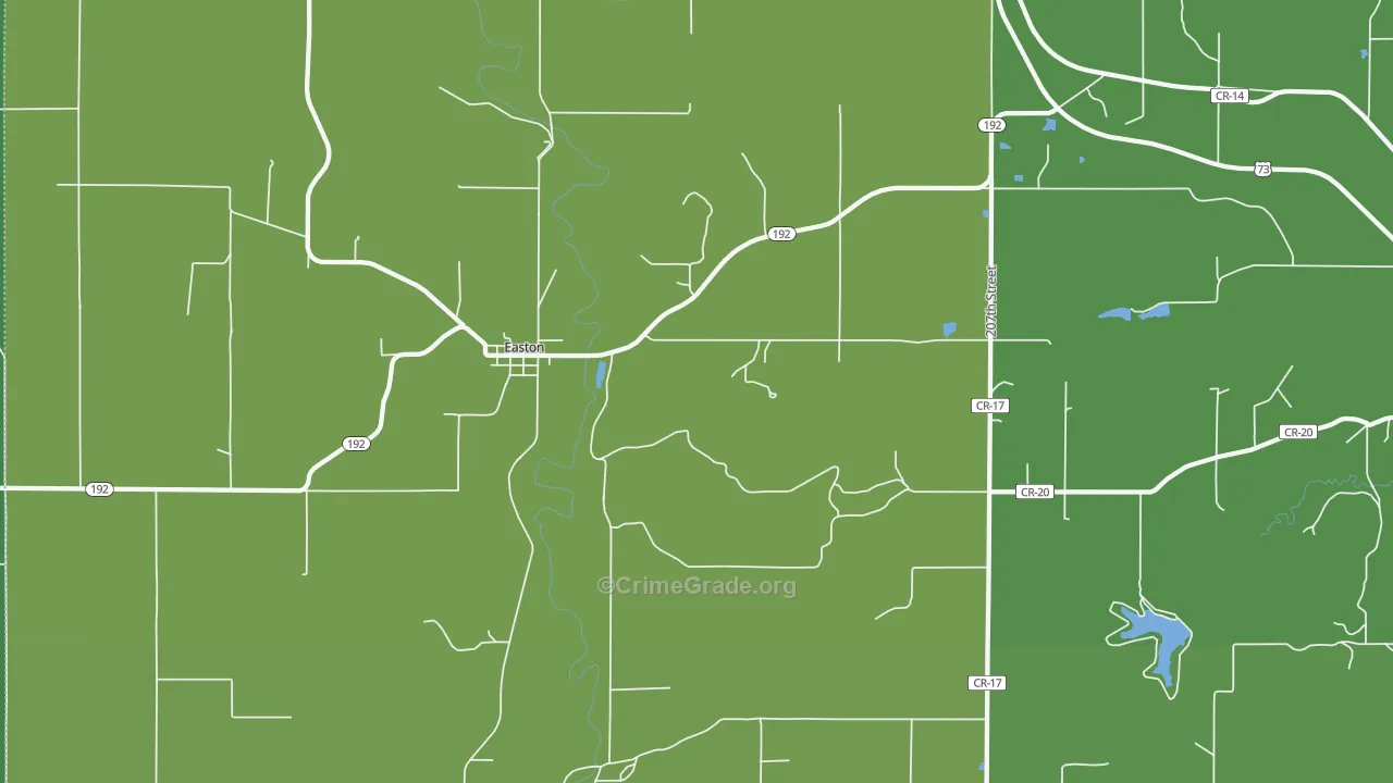 Easton, KS Map of Vehicle Theft Rates