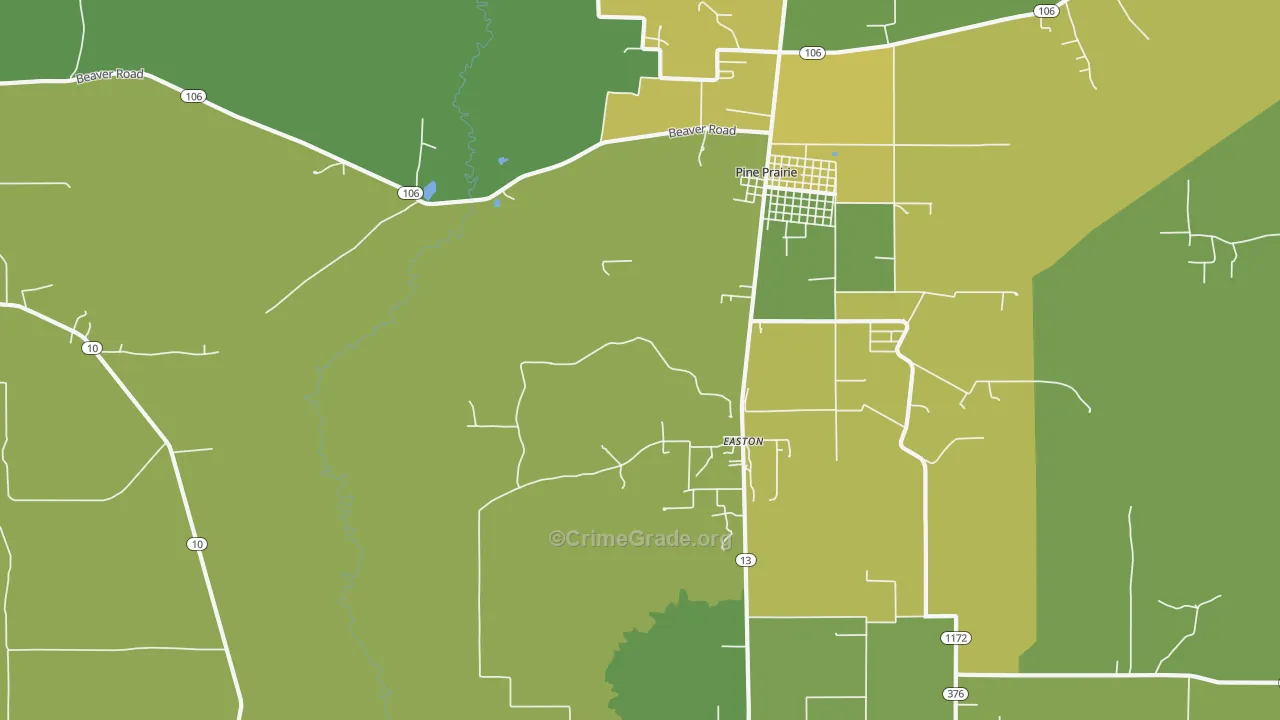 Easton, LA Map of Vehicle Theft Rates