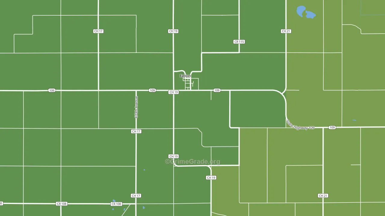Easton, MN Map of Vehicle Theft Rates