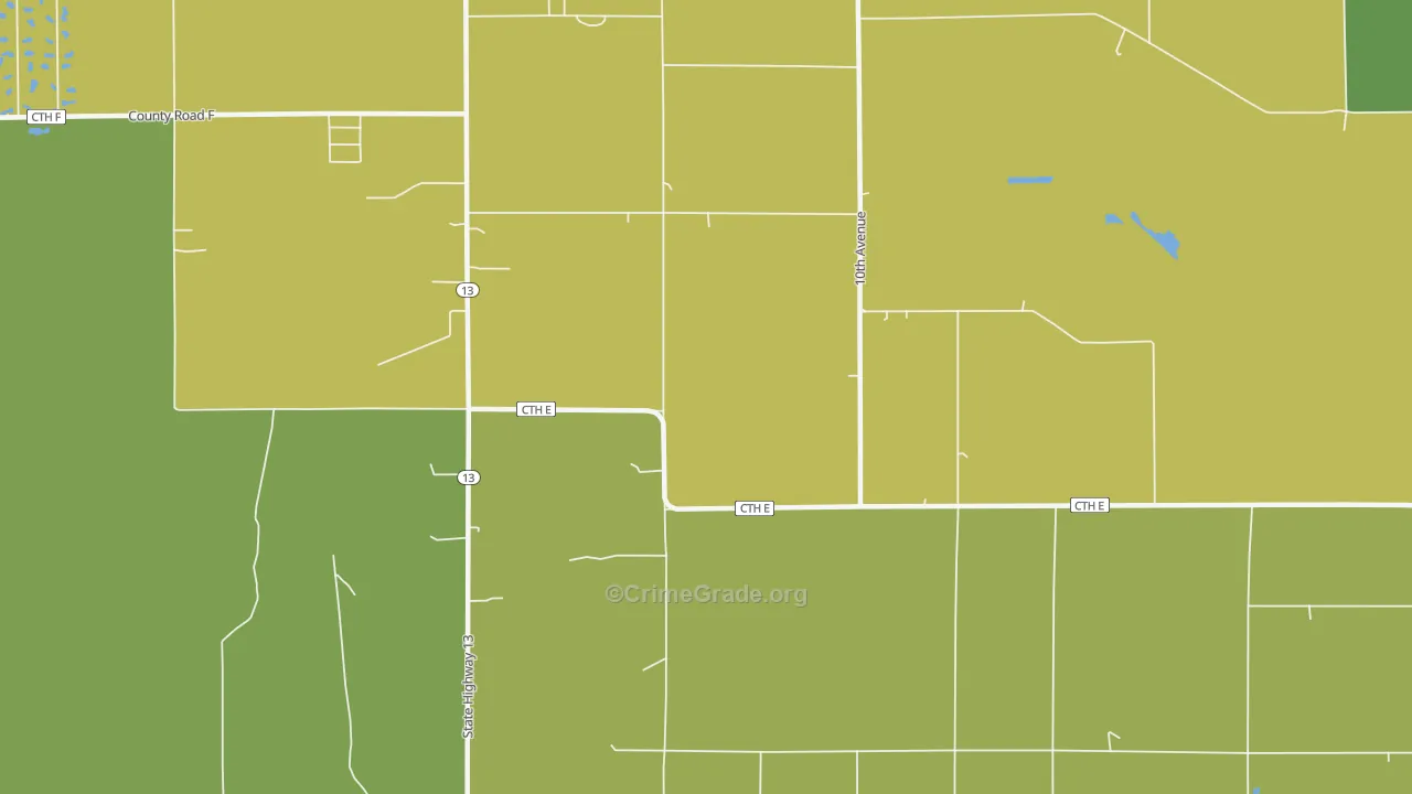 Easton, WI Map of Vehicle Theft Rates