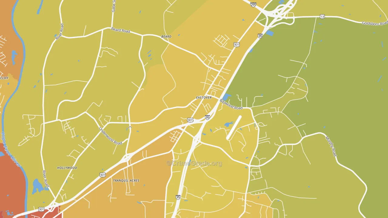 Eastover, NC Map of Vehicle Theft Rates