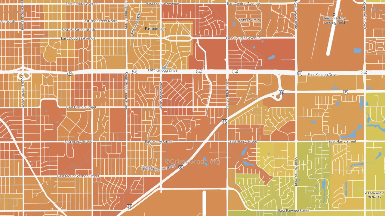Eastridge, Wichita, KS Map of Vehicle Theft Rates