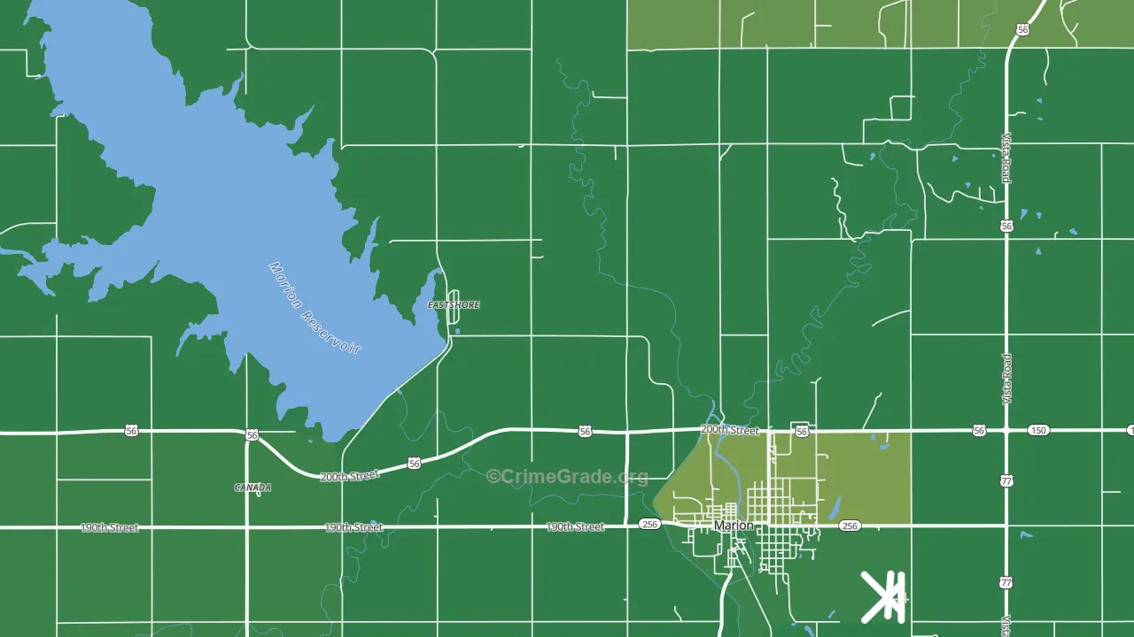 Eastshore, KS Map of Vehicle Theft Rates