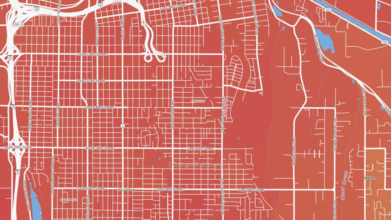 Eastside Enact, Tacoma, WA Map of Vehicle Theft Rates