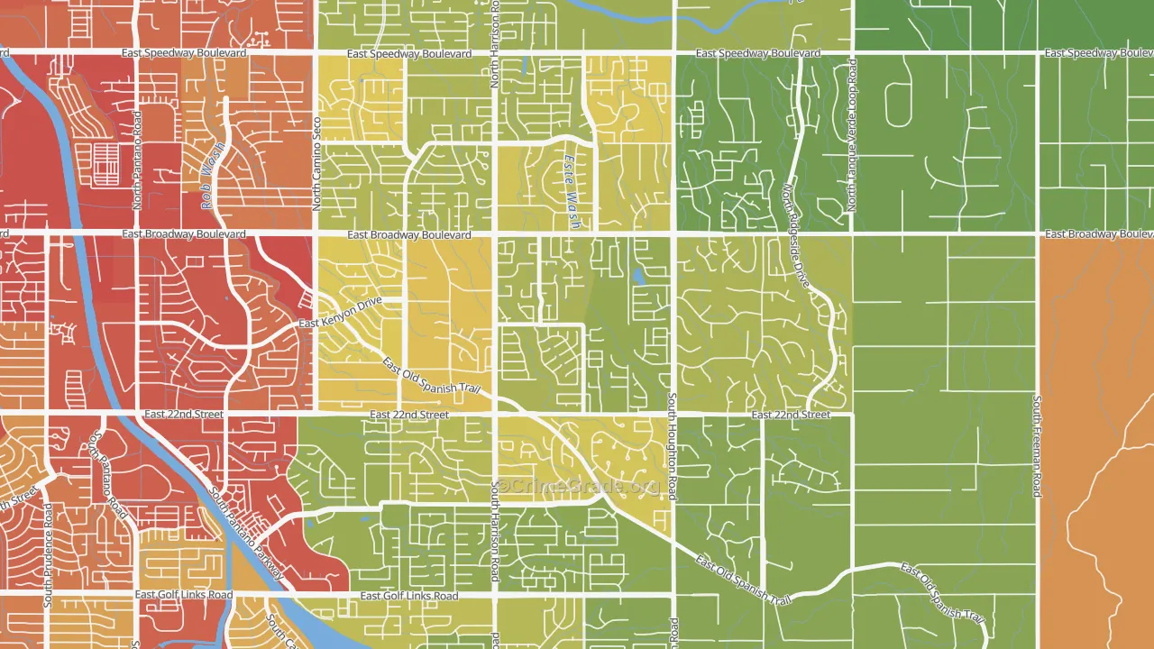 Eastside, Tucson, AZ Map of Vehicle Theft Rates