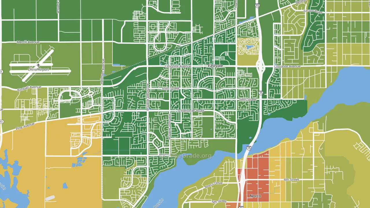 Eastvale, CA Map of Vehicle Theft Rates