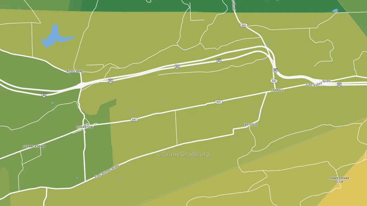 Eastville, PA Map of Vehicle Theft Rates