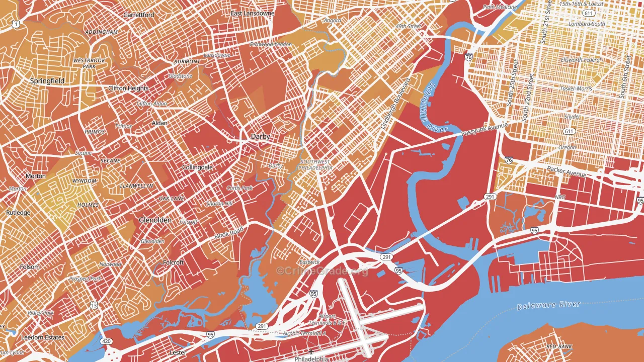Eastwick, Philadelphia, PA Map of Vehicle Theft Rates