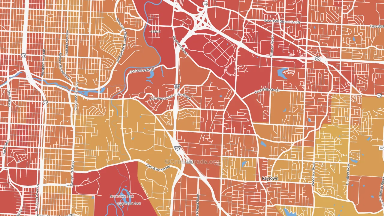 Eastwood Hills, Kansas City, MO Map of Vehicle Theft Rates