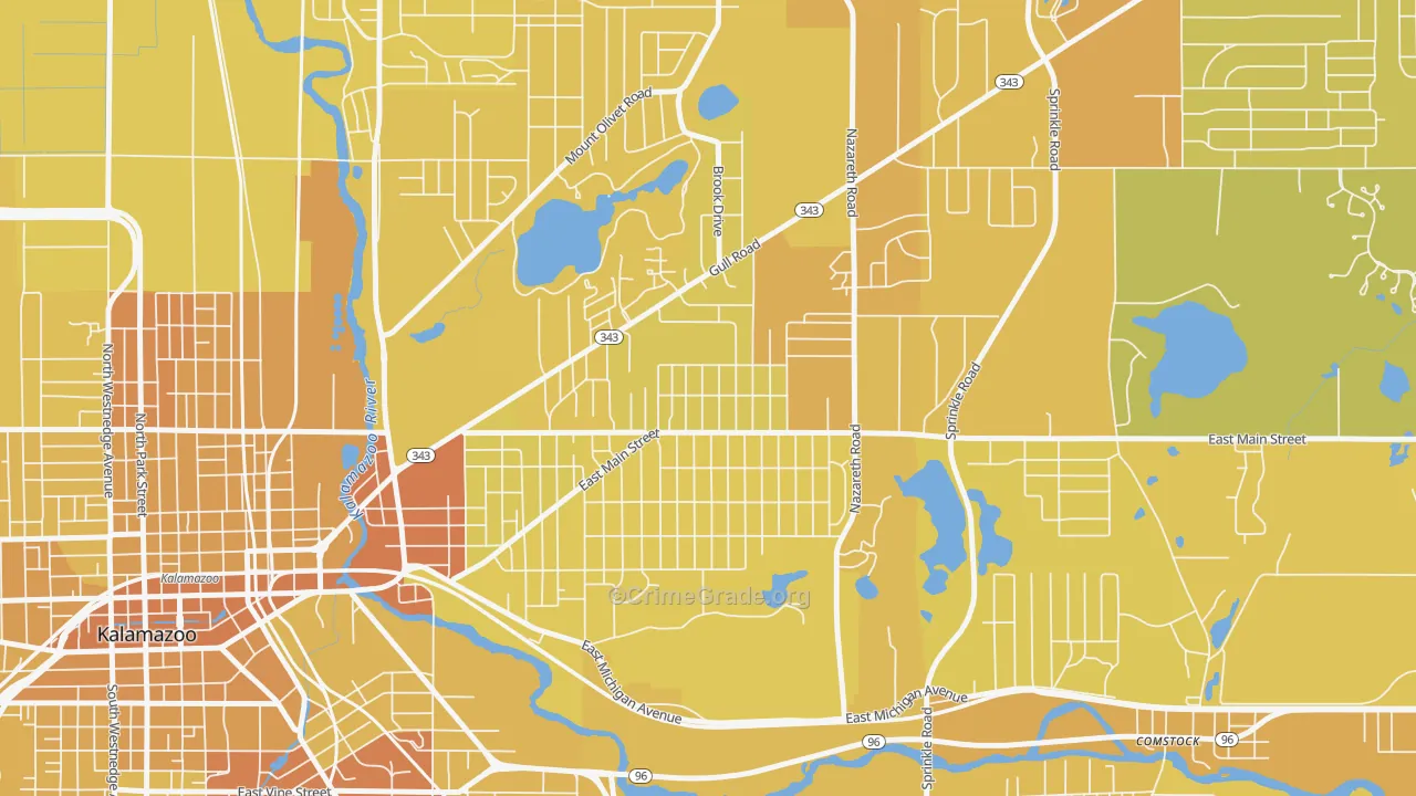 Eastwood, MI Map of Vehicle Theft Rates