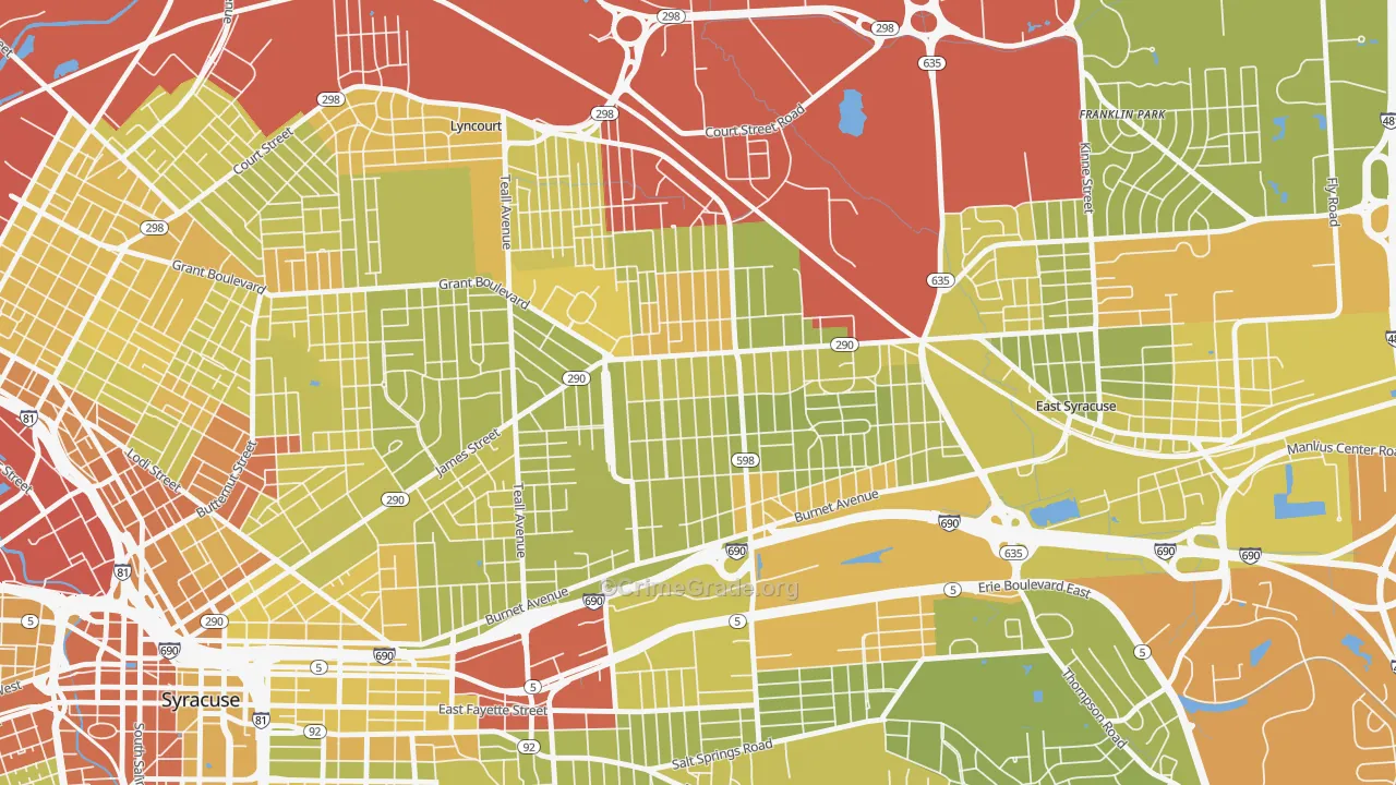 Eastwood, Syracuse, NY Map of Vehicle Theft Rates