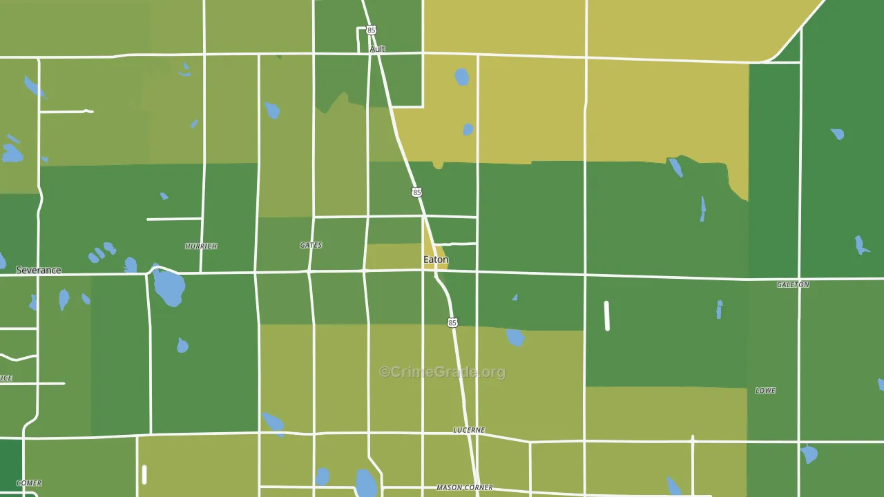 Eaton, CO Map of Vehicle Theft Rates