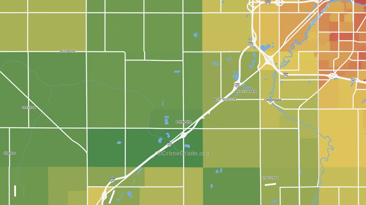 Eaton County, MI Map of Vehicle Theft Rates