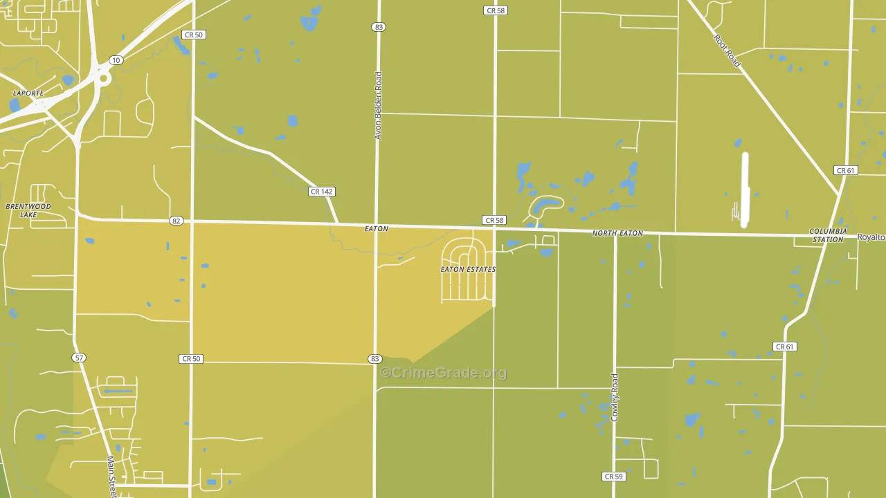 Eaton Estates, OH Map of Vehicle Theft Rates
