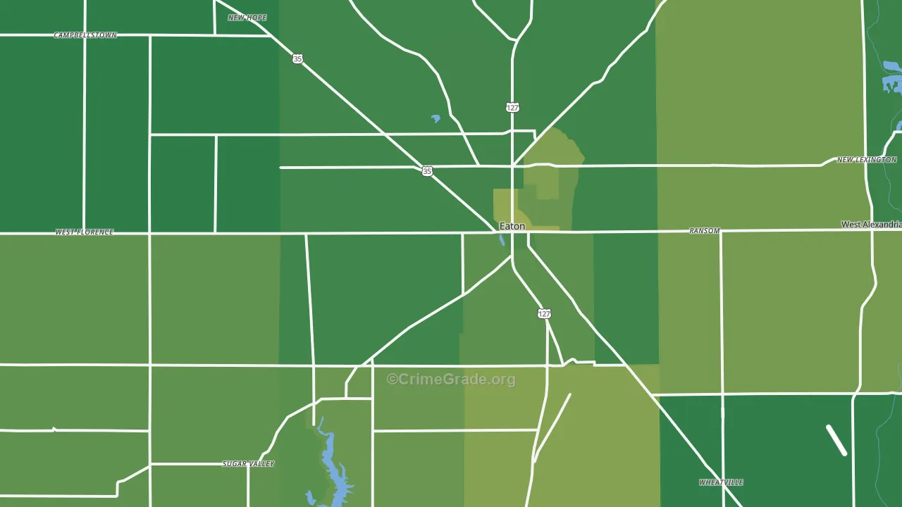 Eaton, OH Map of Vehicle Theft Rates