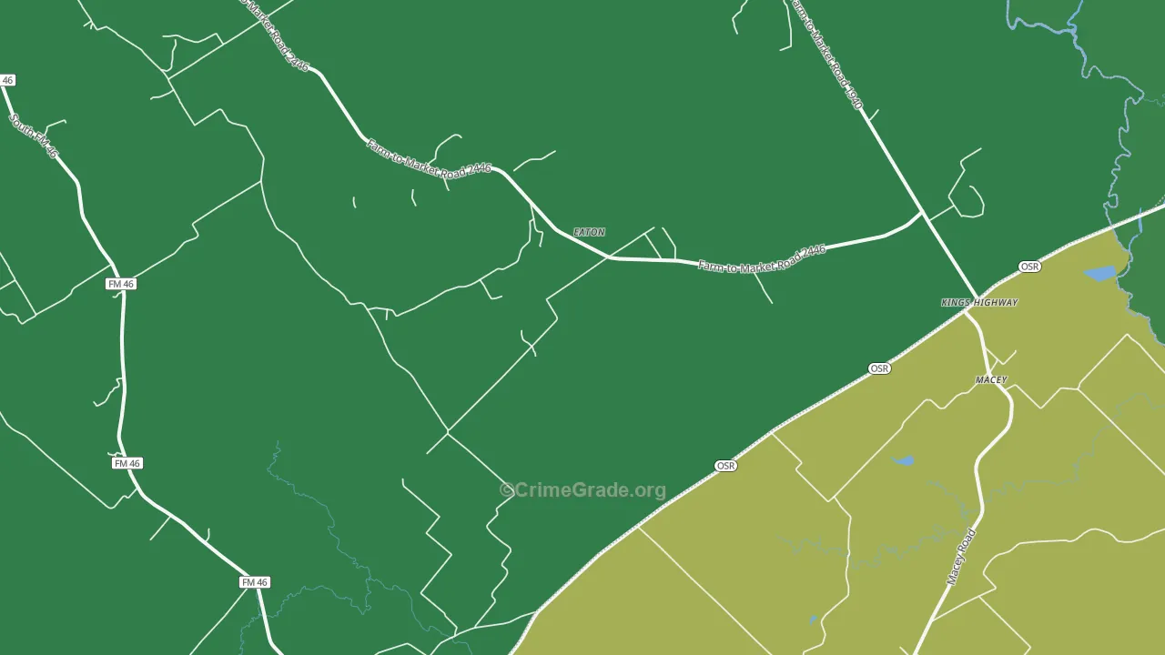 Eaton, TX Map of Vehicle Theft Rates