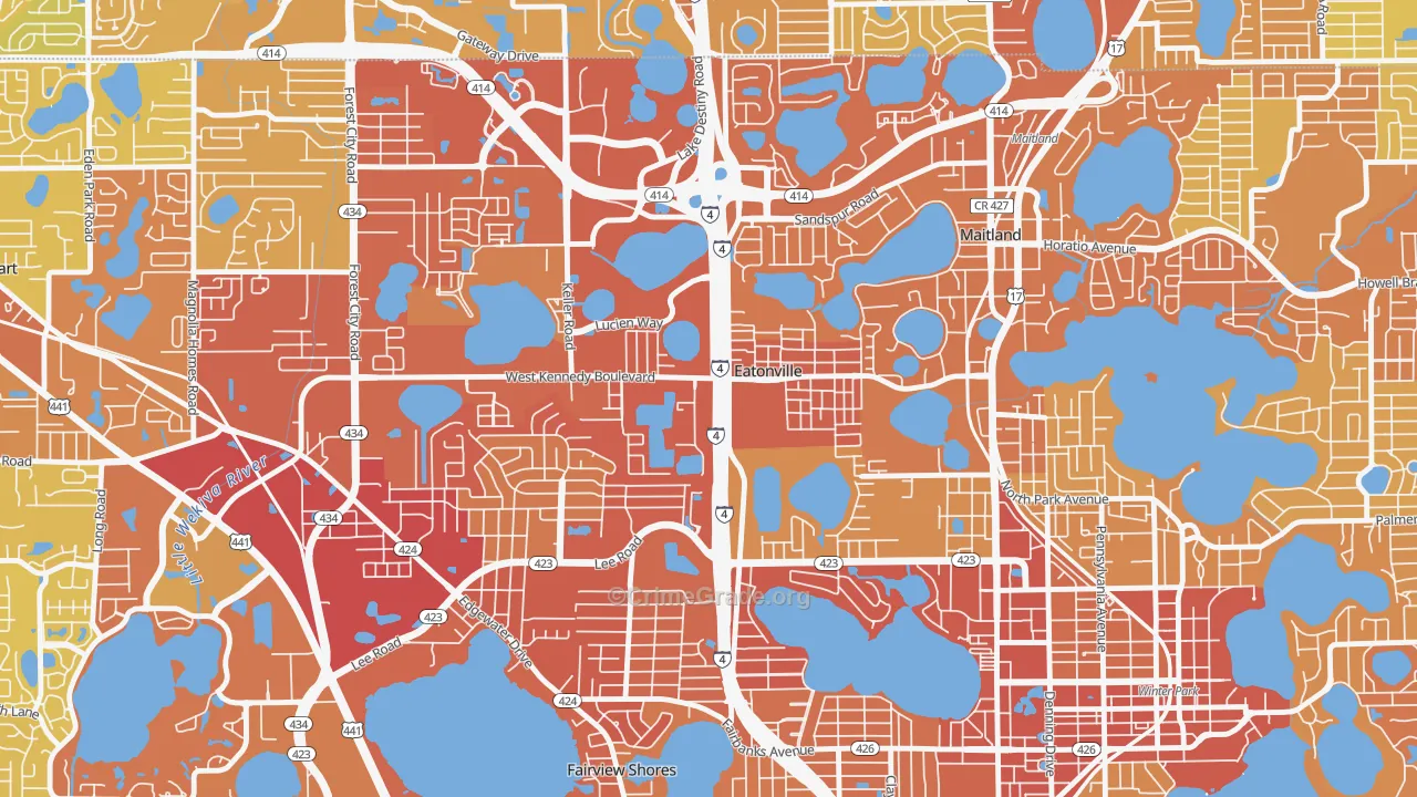 Eatonville, FL Map of Vehicle Theft Rates