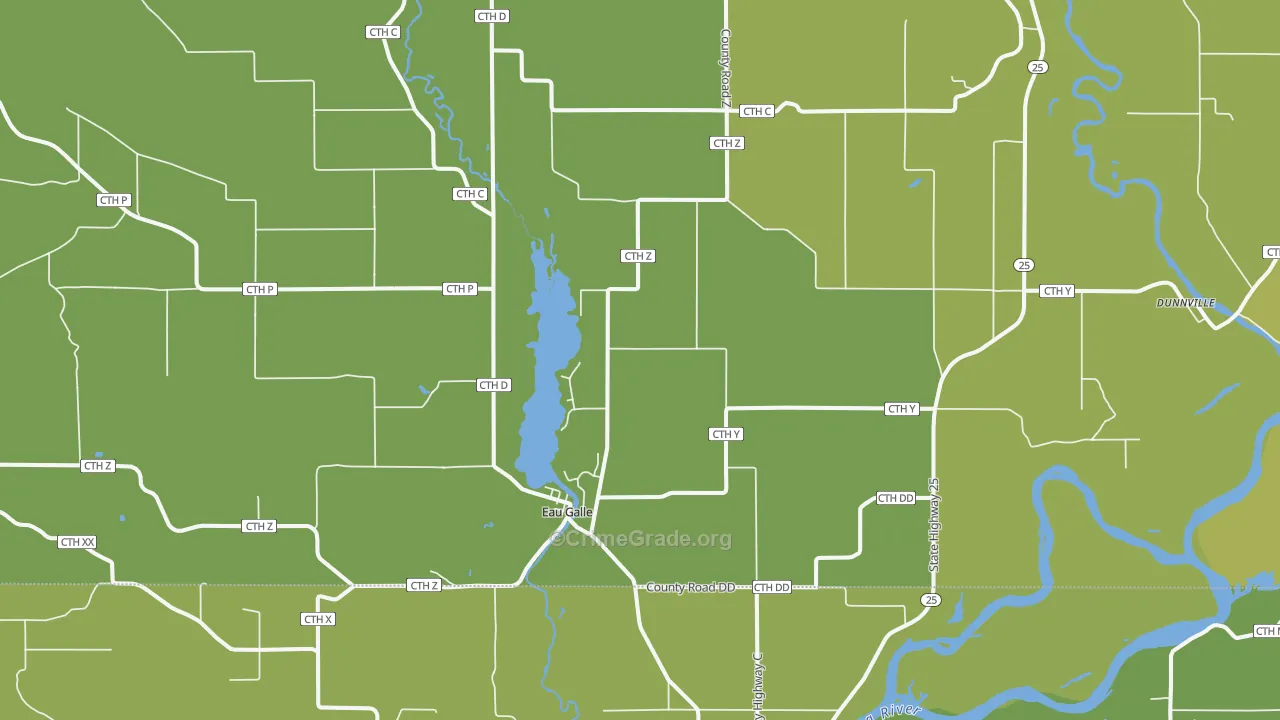 Eau Galle, WI Map of Vehicle Theft Rates