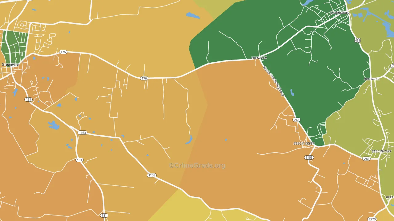 Ebenezer, KY Map of Vehicle Theft Rates