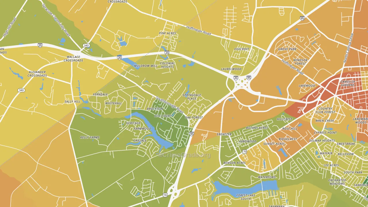 Ebenezer, SC Map of Vehicle Theft Rates
