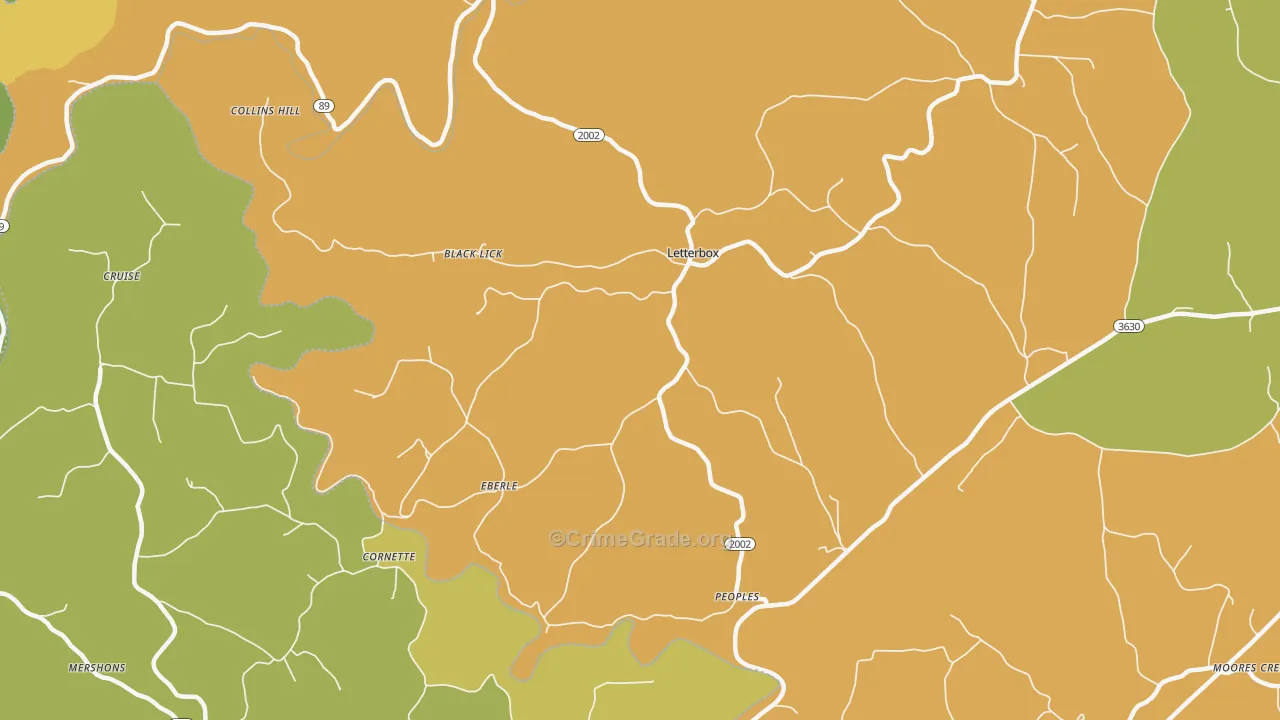 Eberle, KY Map of Vehicle Theft Rates