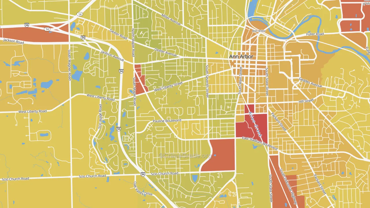 Eberwhite, Ann Arbor, MI Map of Vehicle Theft Rates