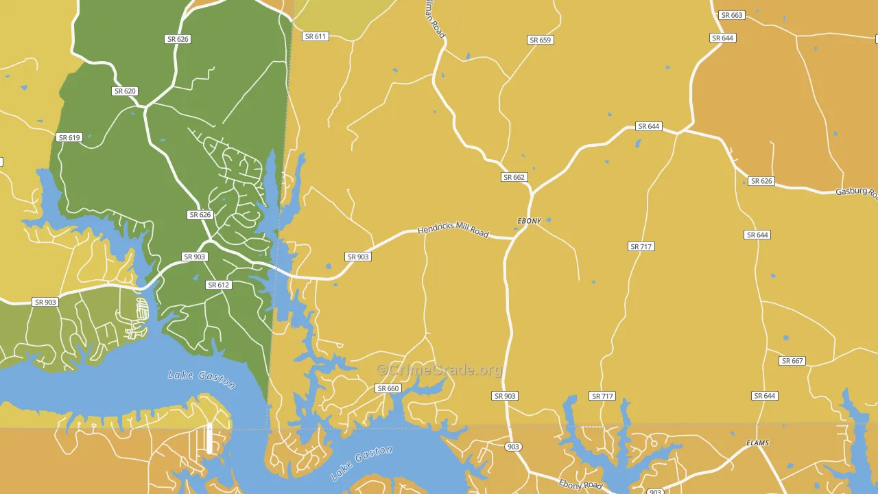 Ebony, VA Map of Vehicle Theft Rates