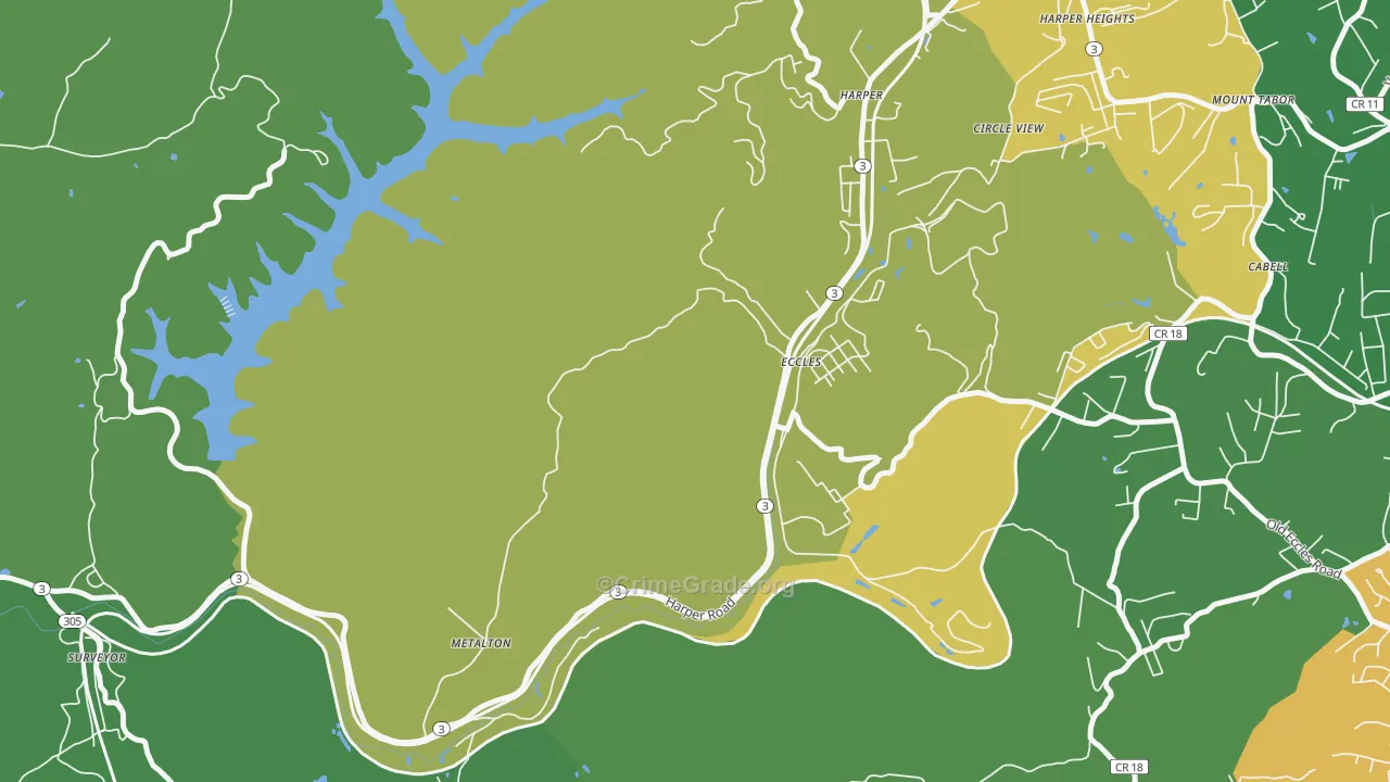 Eccles, WV Map of Vehicle Theft Rates