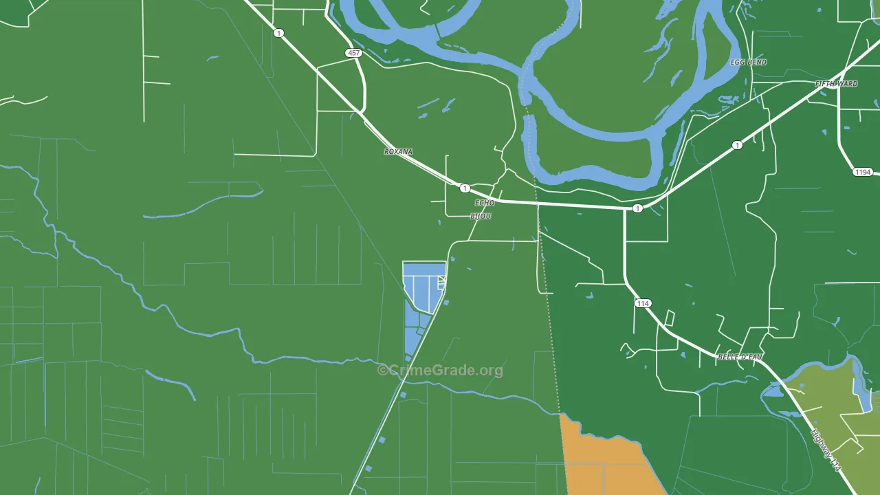 Echo, LA Map of Vehicle Theft Rates