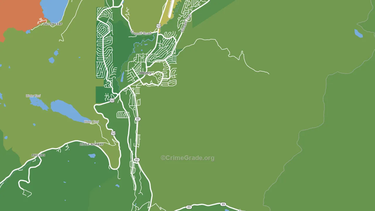 Echo Lake, CA Map of Vehicle Theft Rates