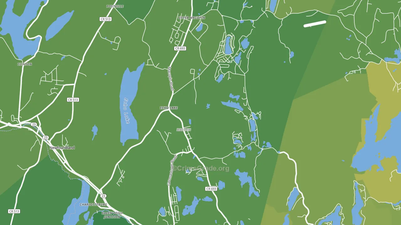 Echo Lake, NJ Map of Vehicle Theft Rates