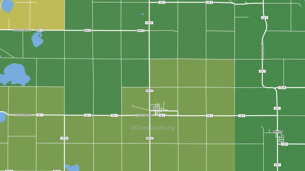 Echo, MN Map of Vehicle Theft Rates