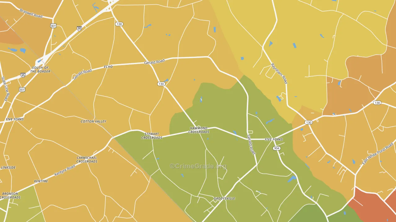 Echo, NC Map of Vehicle Theft Rates